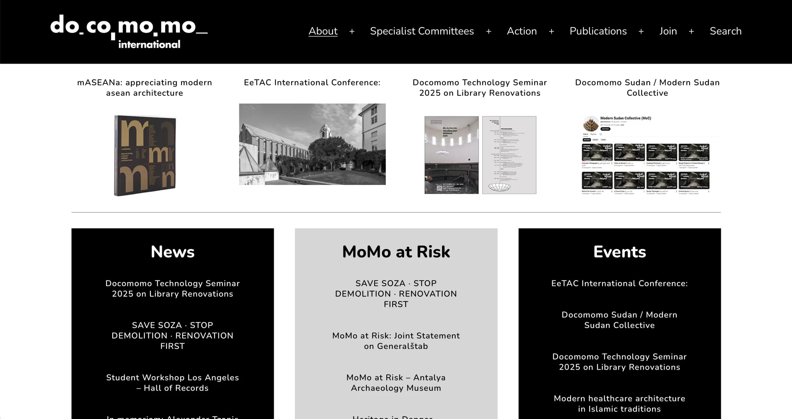 Docomomo Internation Landing Page
