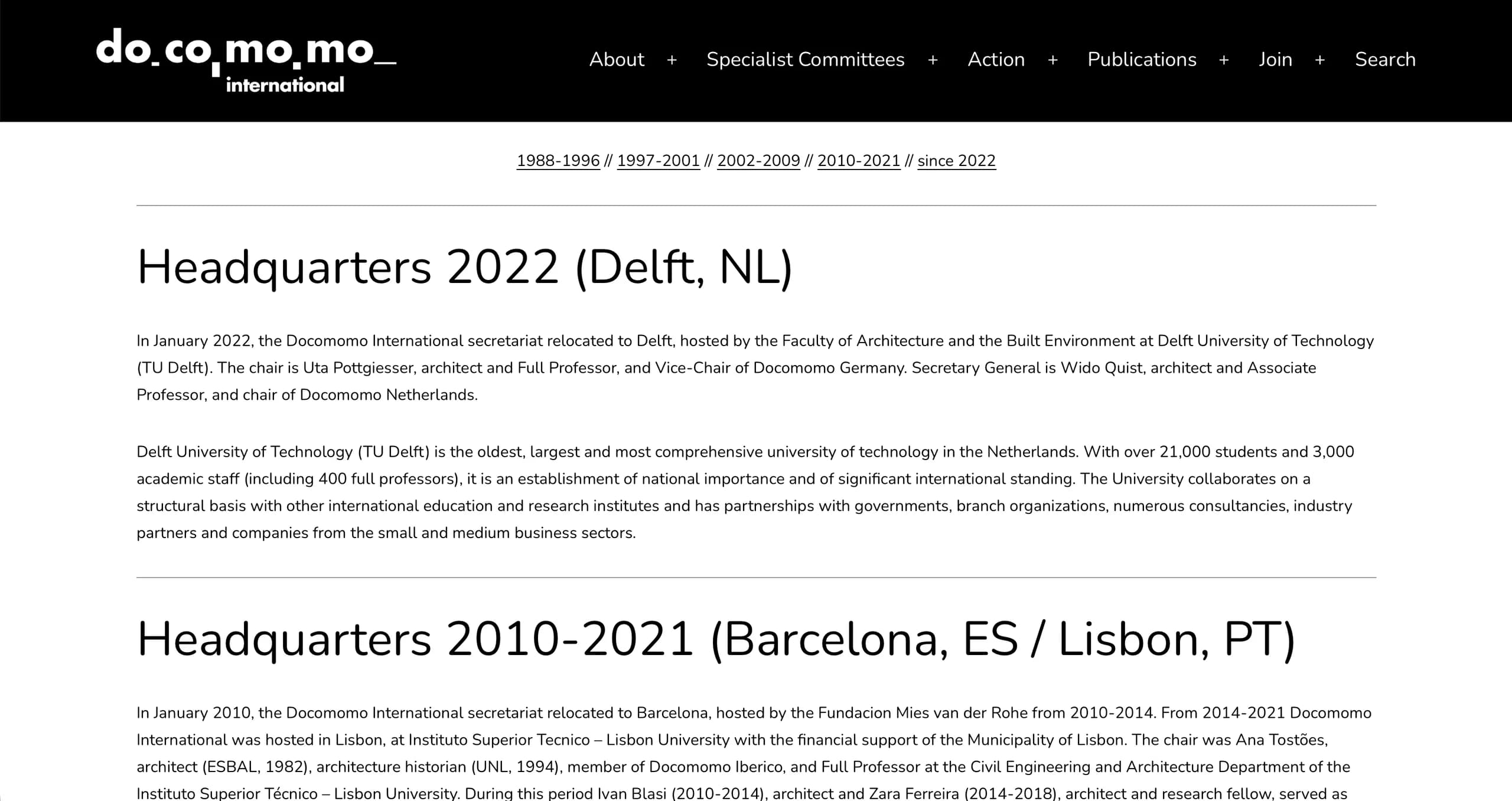 Docomomo Internation Website