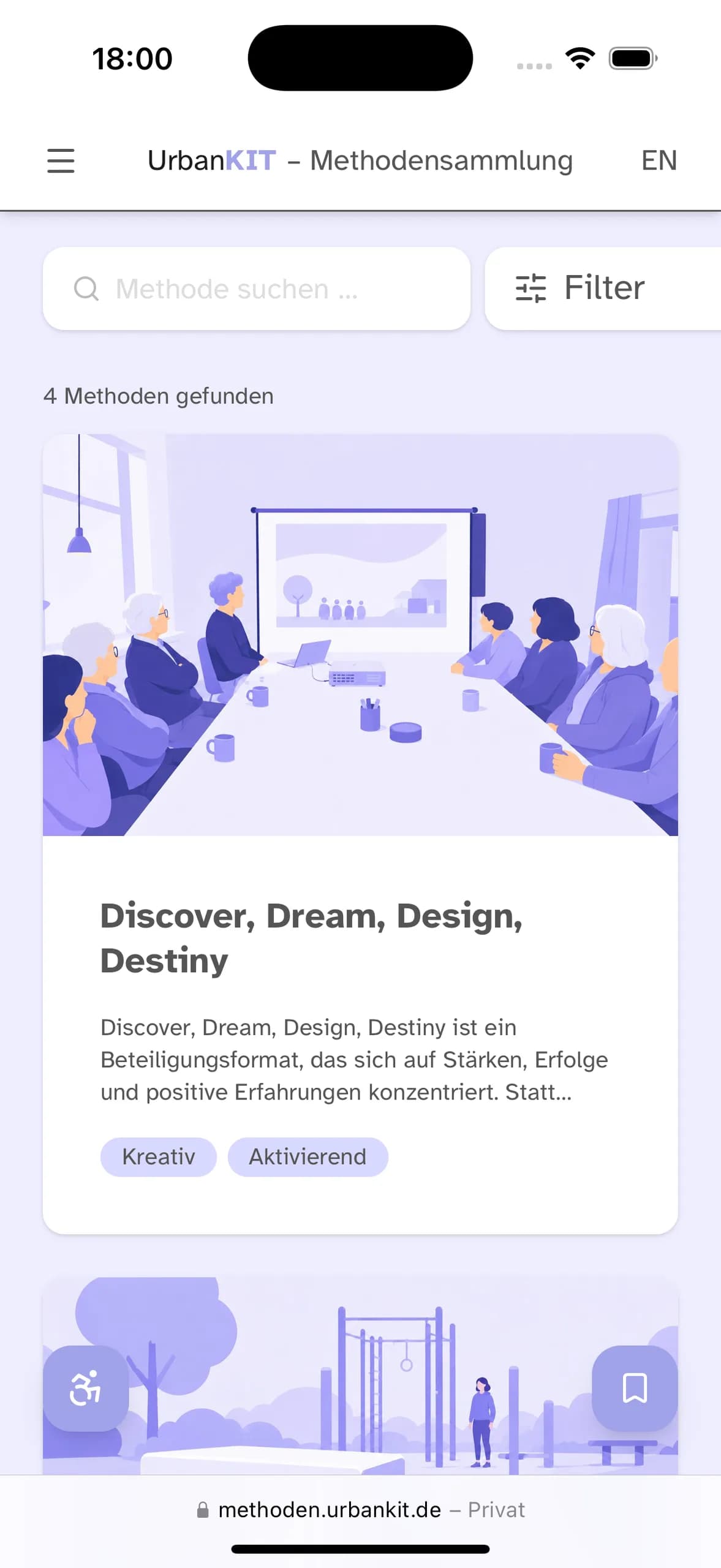 Screenshot Methodensammlung App