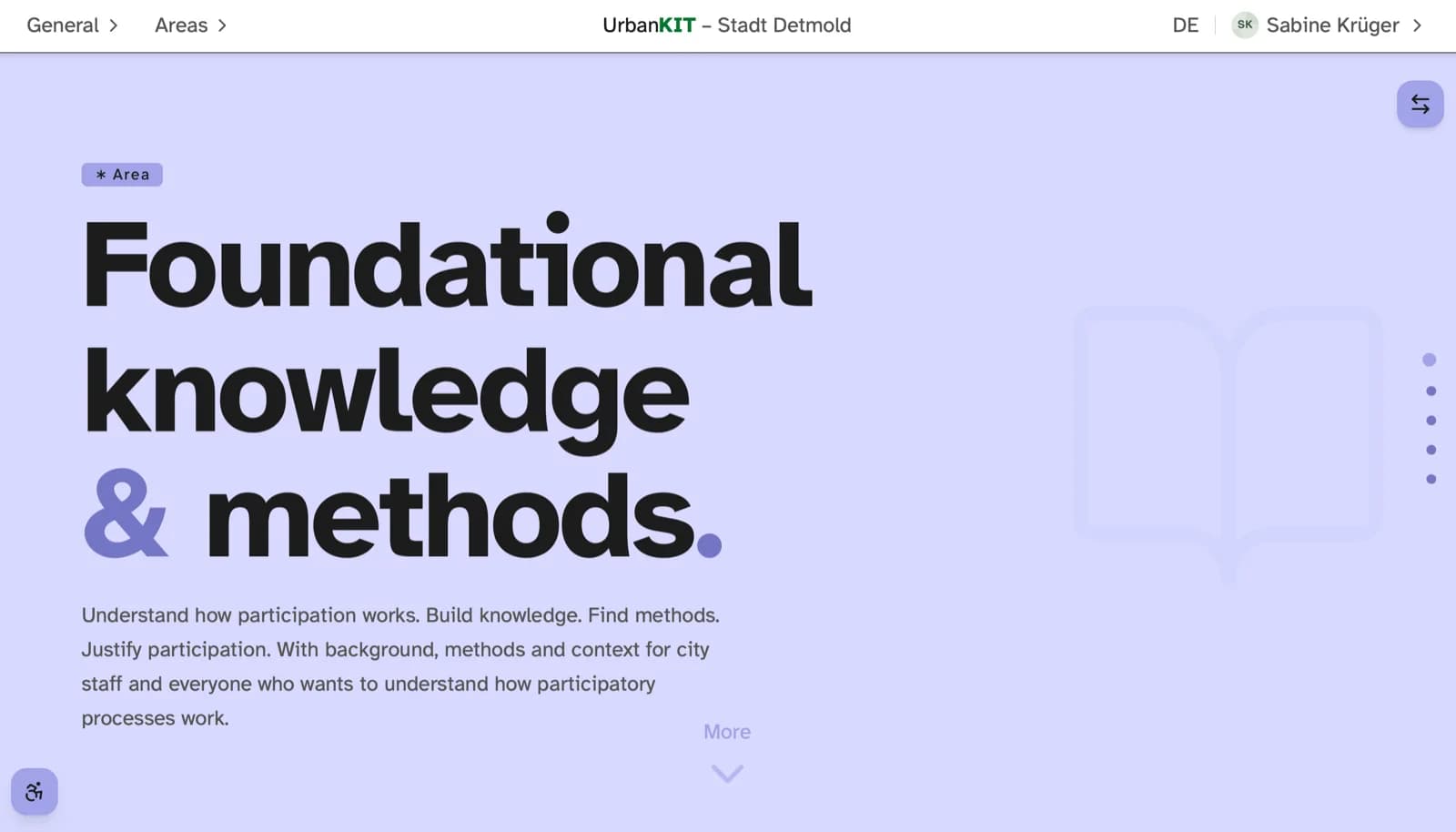 Screenshot of UrbanKIT knowledge content area