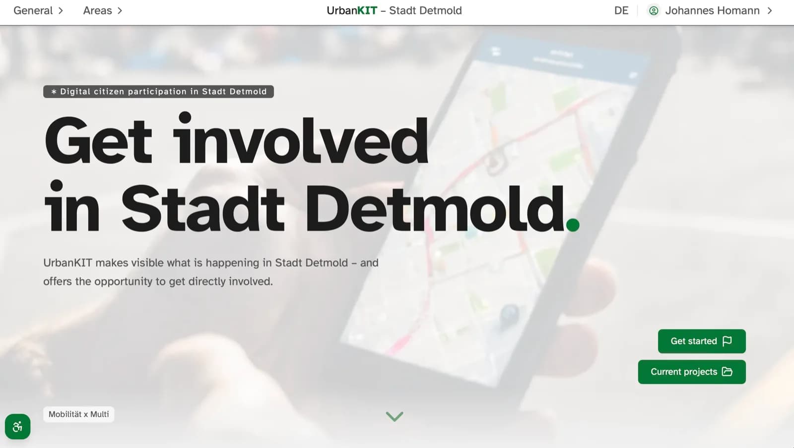 Landing Page UrbanKIT - Stadt Detmold in this case 